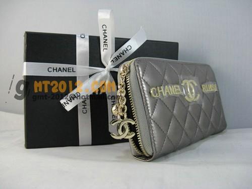 シャネルスーパーコピー CHANELラムスキン 長財布 シルバーグレー A312